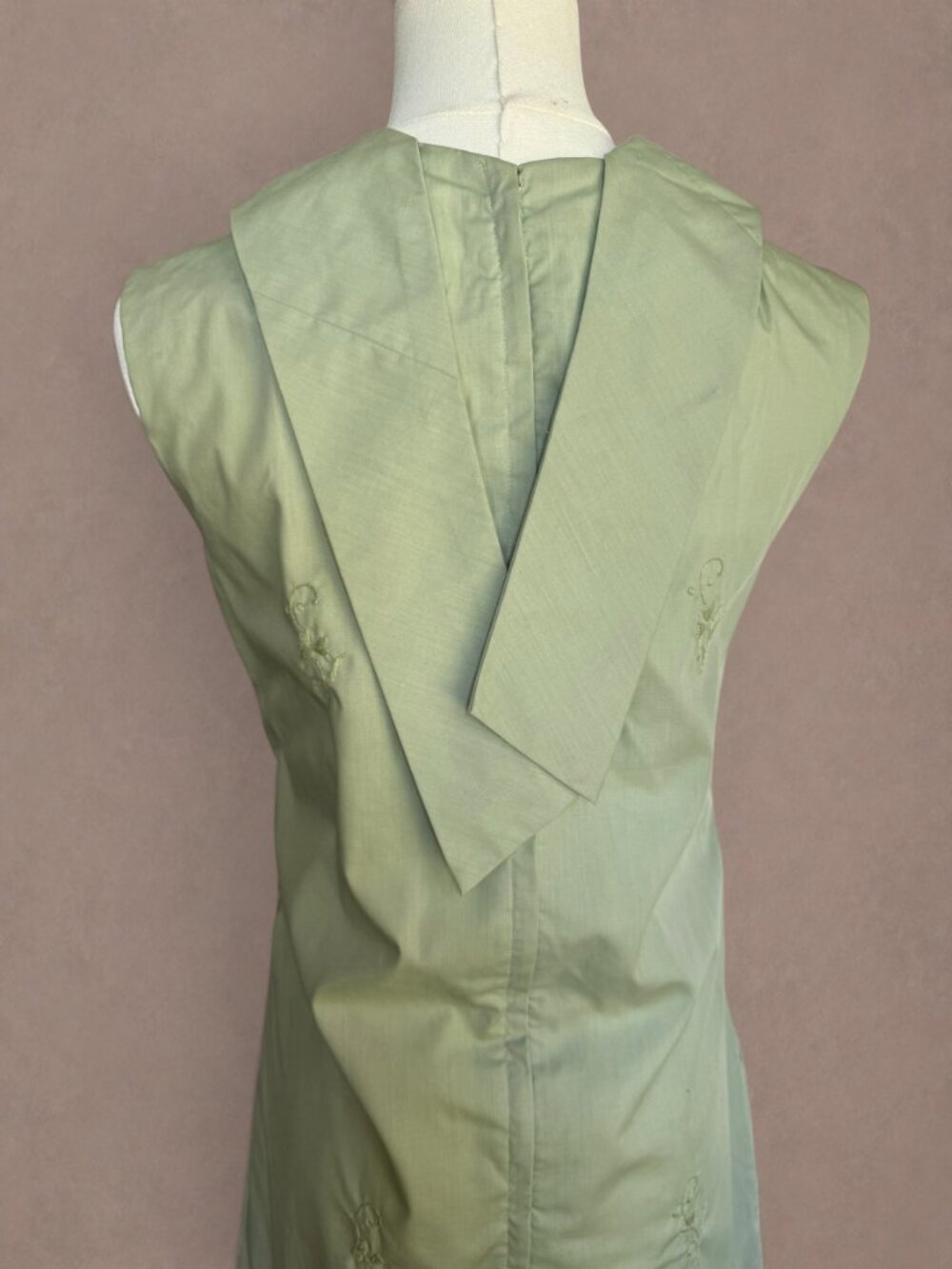Sleeveless Mint Green Embroidered Mini Dress - Picture 8 of 9